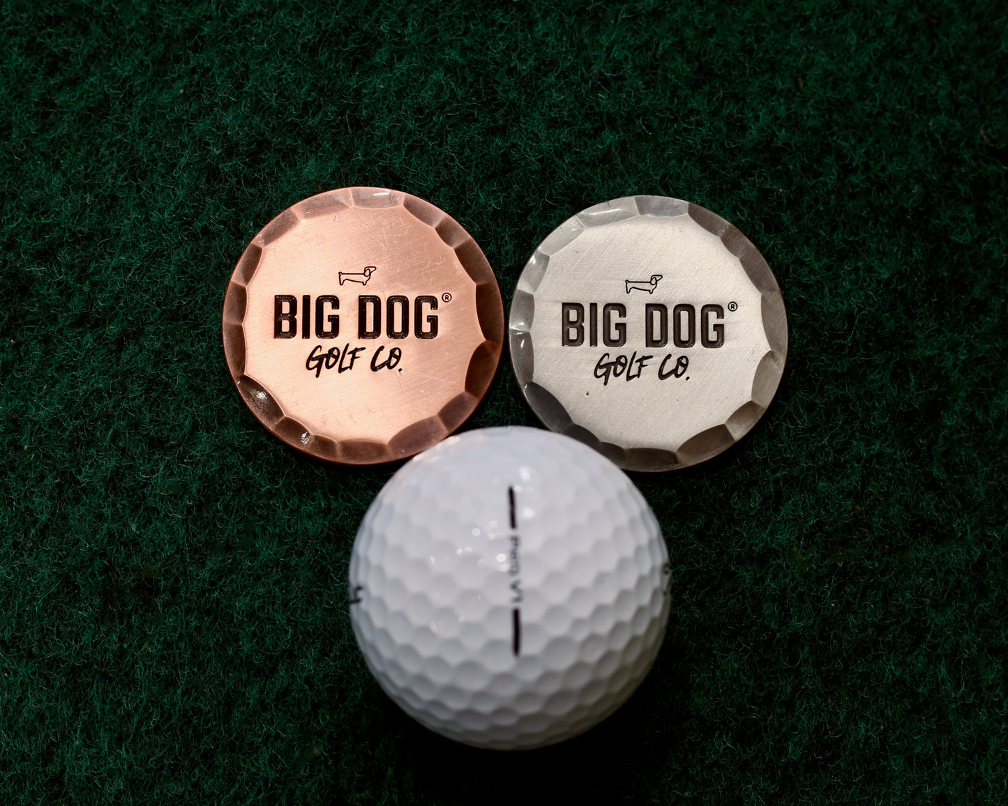 Large Hammered Edge Big Dog® Golf Co. Ball Marker